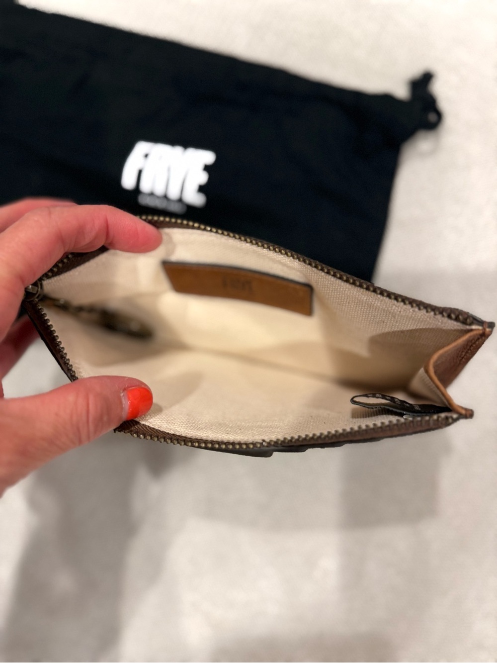 Frye Brown Leather Zip Wallet with Card Slots - Picture 3 of 3